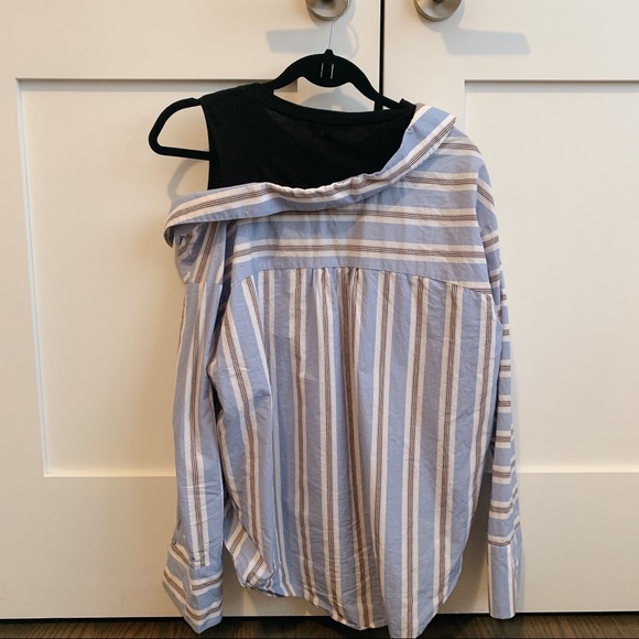 Maje Laivi Layered Shirt In Blue - Picture 5 of 6